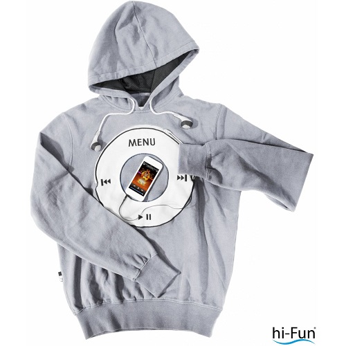 HI-FUN - HI-HOODIE WEAR YOUR MUSIC - FELPA IN COTONE GRIGIA TAGLIA M